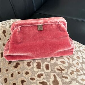 Elegant Velvet Clutch in Coral Pink